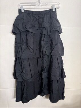 Aritzia Wilfred Black Tiered High-Low Ruffle Skirt Volume Skirt 4894